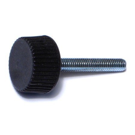 MIDWEST FASTENER 6mm-1.0 x 40mm Black Plastic Coarse Male Threaded Stud Knurled Knobs 4PK 78004